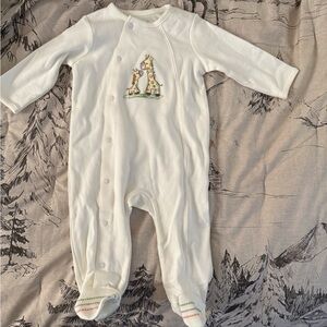 Little Me Cream Giraffe Embroidered Footie